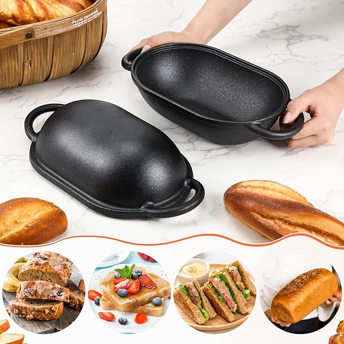 Maxdot 4qt Dutch Oven with Lid Enameled Cast Iron Sourdough Bread Pan for Christmas Baking Non Stick Single with Loop Handles for Christmas Family Homemade Breadbaking(Black)