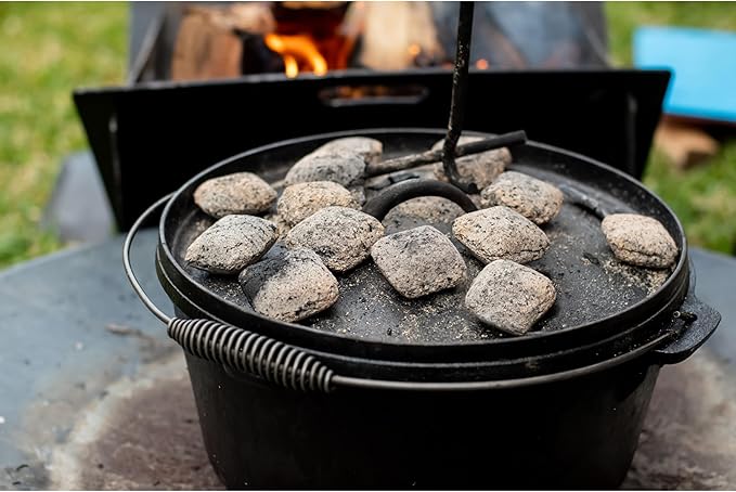 Cuisiland 16QT Cast Iron Dutch Oven with Lip Lid & Bail Handle ??Extra Large Pre-Seasoned Campfire Pot for Outdoor Cooking, Roasting, Baking & Stews ??Heavy-Duty Camping Cookware for Even Heat