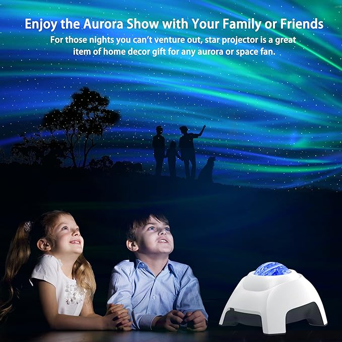 Star Projector, AIRIVO Galaxy Projector Northern Lights, Aurora Projector & Music Speaker & White Noise, Night Light Projector for Kids Adults, for Bedroom, Room Decor, Party, Ceiling(White)