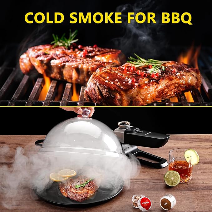 Smoking Gun Wood Smoke Infuser - 13 PCS Premium Kit, Smoker Machine with Accessories and Wood Chips - Cold Smoke for Food and Drinks - Gift for Man