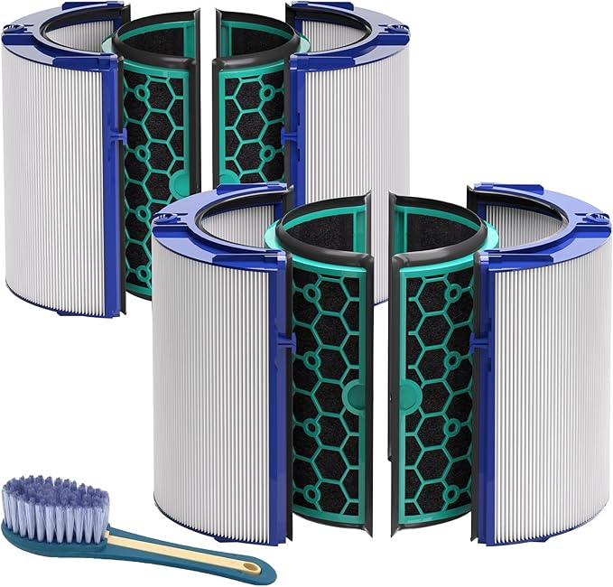 Leemone 2 Pack TP04 HP04 Filter Replacement Compatible with Dyson TP04 HP04 DP04 TP05 DP05 Air Purifier, 360째 Combi Glass Filter & Activated Carbon Filter