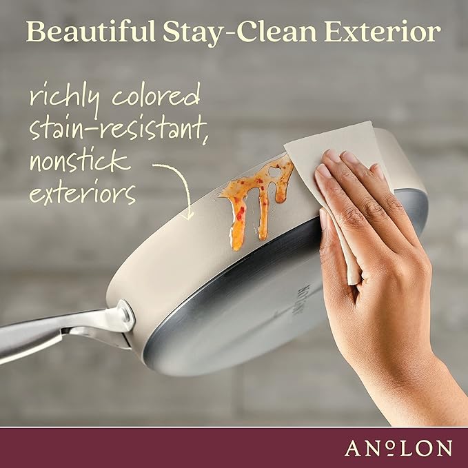 Anolon Achieve Hard Anodized Nonstick Saut챕 Pan with Lid, 3 Quart - Silver