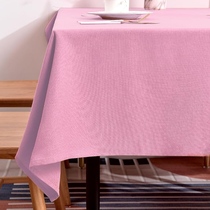 BALCONY & FALCON Table Cloth for 6ft Rectangle Tables ??Waterproof Wrinkle-Free Farmhouse Tablecloth for Dining, Kitchen, Wedding, Valentine竊?Baby Shower & Holiday Gatherings (Pink, 55" x 95")