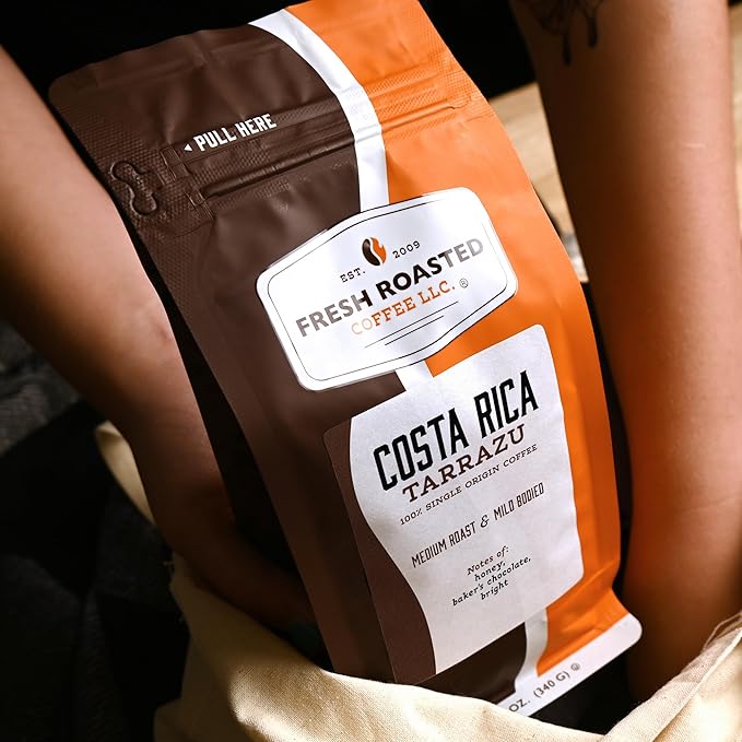 Fresh Roasted Coffee, Costa Rican Tarrazu, 12 oz, Medium Roast, Kosher, Whole Bean