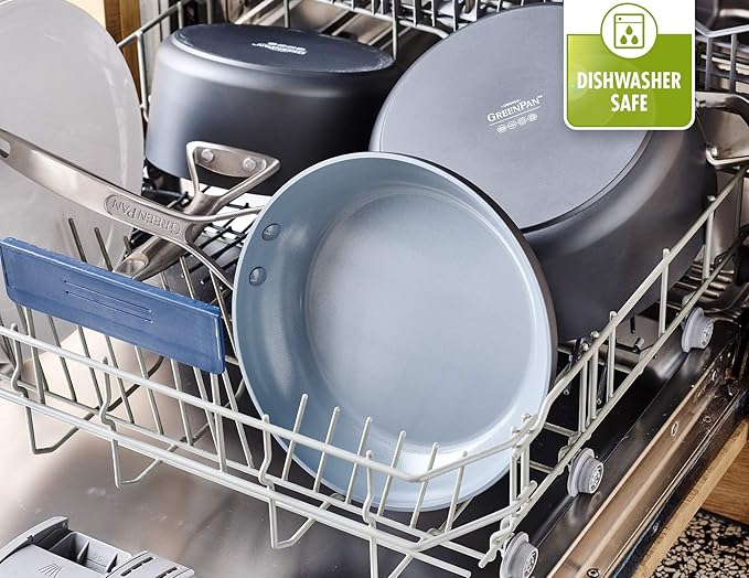 GreenPan Paris Pro Hard Anodized Healthy Ceramic Nonstick, 11 Piece Cookware Pots and Pans Set with Stainless Steel Lids, PFAS-Free, Dishwasher Safe, Grey