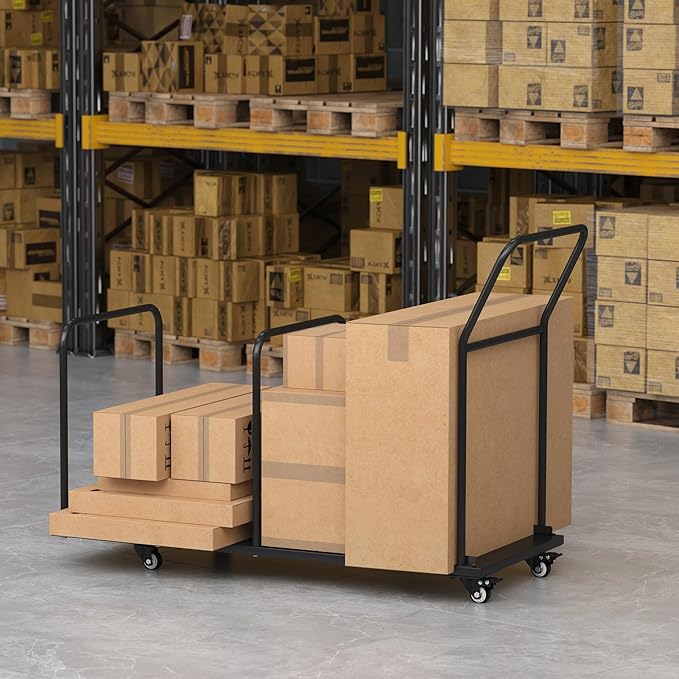 Metal Carton Stand, Rolling Cardboard Box Stand, 500Lb Carton Storage Rack, Heavy Duty Carton Cart Stand with Wheels, Cardboard Box Organizer Storage Rack for Commercial Home Supermarket Warehouse