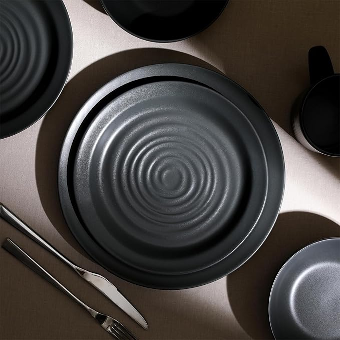 Stone Lain Orbit 24-Piece Dinnerware Set Stoneware, Charcoal