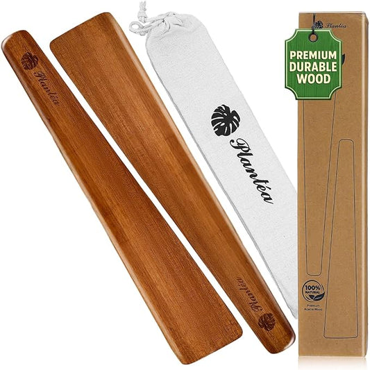 12 Inch Acacia Wood Spatula for Cast Iron, Small Wooden Flipper, Egg Scraper, Flat Turner, Multipurpose Cooking Utensil, Set of 2 Spatulas for Flipping, Scraping, Serving & Turning