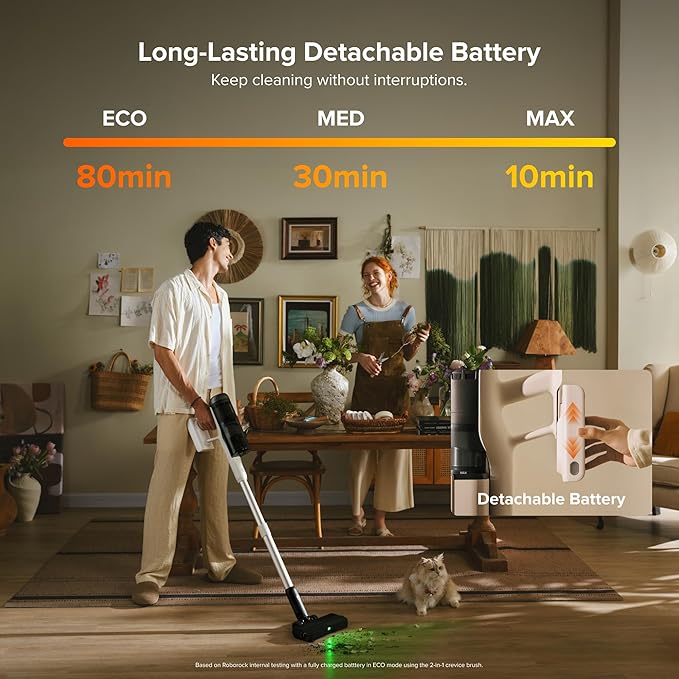 roborock H60 Hub Pro Cordless Stick Vacuum Cleaner with Auto-Empty Dock, 170AW Suction for Carpets and Pet Hair, Vacuum Cleaners with 80-Min Runtime, Anti-Tangle Brush, 140째 Green LED Dust Detection