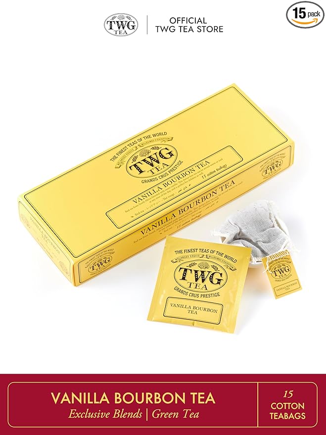 TWG Tea | Vanilla Bourbon Tea | Rooibos Tea | Vanilla | 15 Hand Sewn Cotton Tea Bags | Gift Set