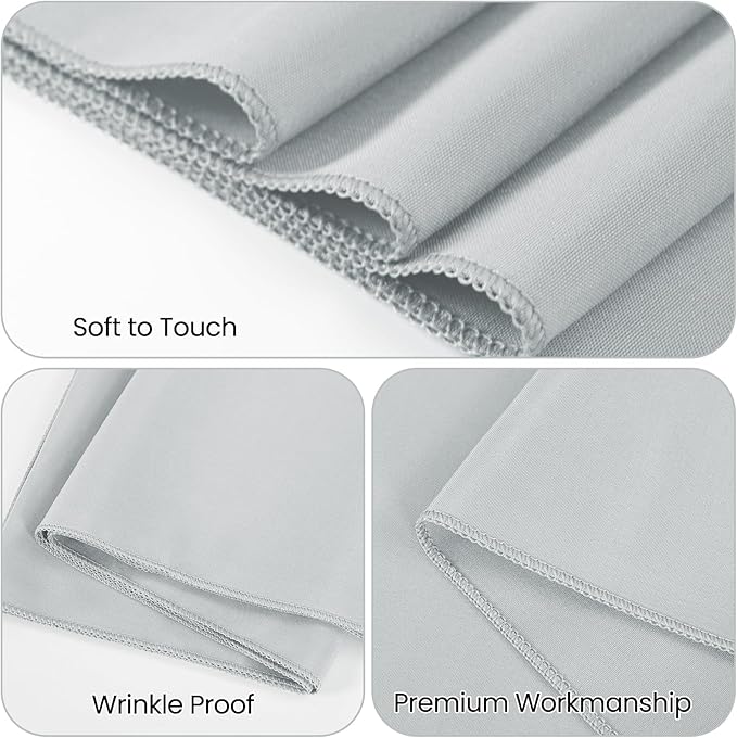 12 Pack Light Grey Table Runner 9FT Polyester Table Runners,12x108 inch Rustic Farmhouse Table Runner, Washable and Reusable Table Runners for Wedding Birthday Parties Banquet Table Decorations
