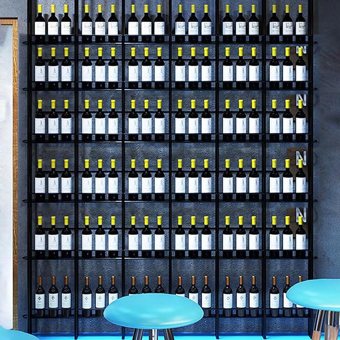 3 Columns Wine Rack Wall Mounted, 94.48in High Metal Wine Bottle Holder, Floor to Ceiling Wine Storage竊똗se as One or Three, DIY Display, for Restaurant, Bar, Cellar (Black, 3 Columns)