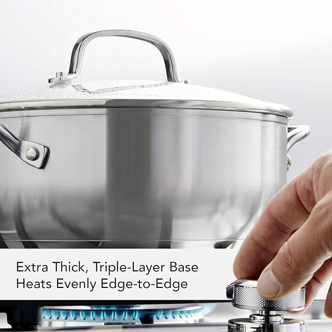 KitchenAid 71011 3-Ply Base Brushed Stainless Steel Casserole Dish/Pan with Lid, 4 Quart