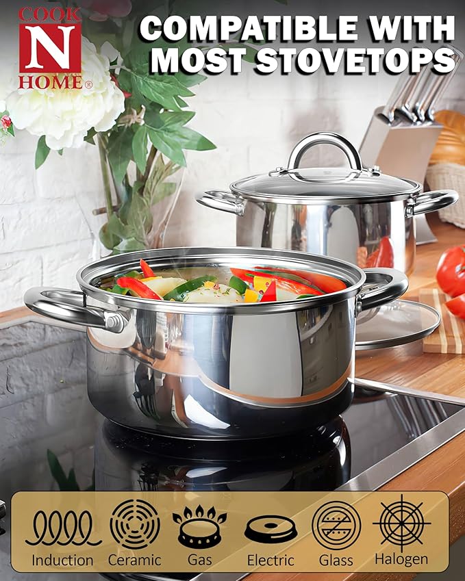 Cook N Home 8 Quart Stainless Steel Stockpot with Lid