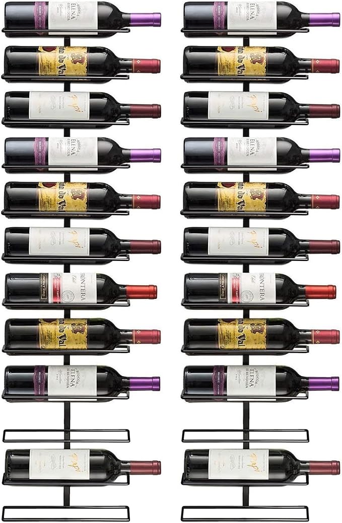 Sorbus Wall Mount Wine Rack ??Holds 12 Bottles ??Black Metal Wine Bottle Holder for Wall, Modern Wine Rack for Home Bar, Kitchen