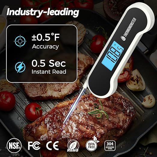0.5 Sec Instant Read Meat Thermometer Digital with 짹0.5??Precision, Food Thermometer for Cooking Kitchen Gadgets, Oven Grill Candy BBQ Essentials Accessories, Gifts for Him Dad Men Birthday, White