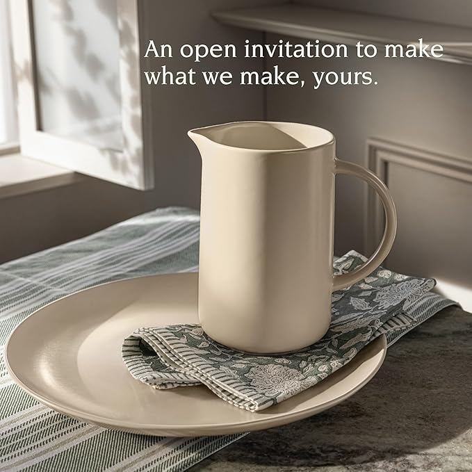 over&back Coupe Stoneware Serving Platter - Elegant 1-Piece Round Serving Platter to Complete Your Kitchen Set - 13.1" x 13.1" - Semi-Matte Ivory