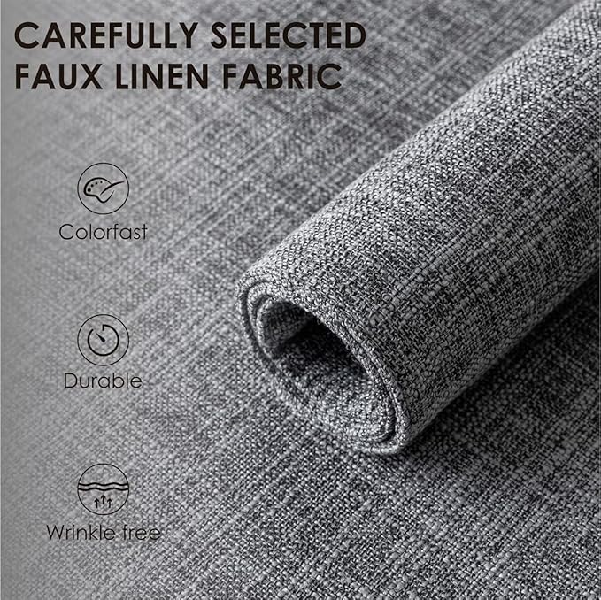 Aironment Placemats Set of 4, Bilayer Thickened Linen Place Mats Heat Resistant Machine Washable Wrinkle Free Carefully Selected Polyester Mats for Kitchen/Dining/Coffee Table (Light Grey)
