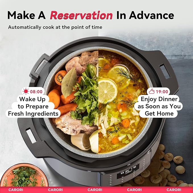 1200W 12-in-1 Electric Pressure Cooker 8Qt, Stainless Steel Pressure Cooker, Slow Cook Rice Cooker Steamer Saut챕, Yogurt Maker, Warmer & Sterilizer with Recipe, Safer Venting Design, Sliver