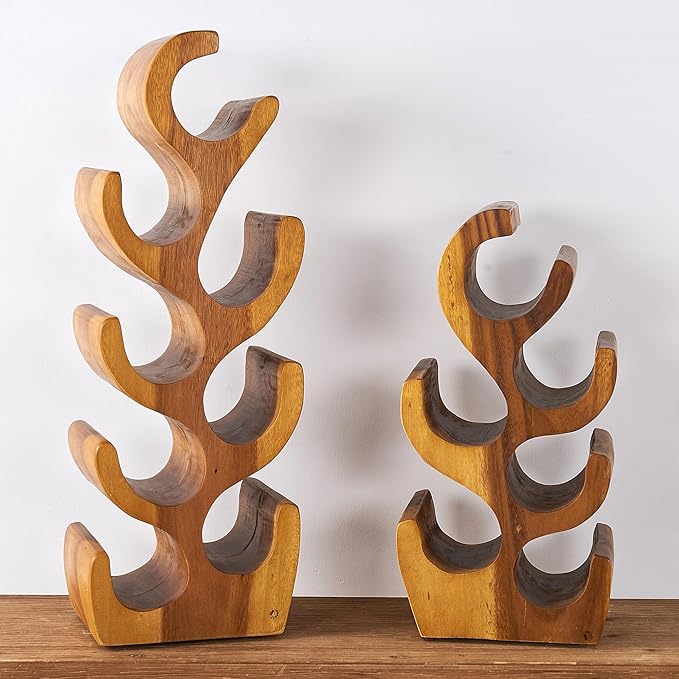 8 Bottle Wood Brown Wine Rack Tabletop Cabinet 27.5" Height Handmade Rustic Wooden Wine Rack Countertop Bottle Holder Stand Kitchen Cellar Storage Bar Corner Freestanding Home Christmas Decor