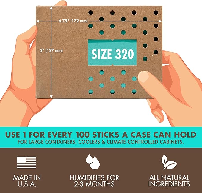 Boveda 72% Two-Way Humidity Control Pack For Large Wood Humidifier Boxes ??Size 320 ??Single ??Moisture Absorber ??Humidifier Pack ??Individually Wrapped Hydration Packet