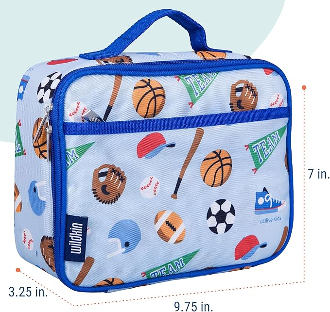 Wildkin Kids Insulated Lunch Box ??Durable and Reusable for School & Travel - Game On