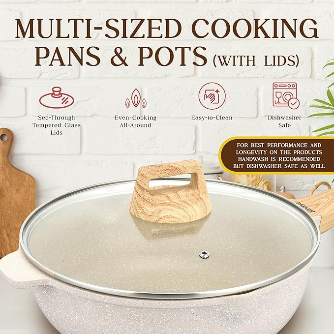 Bakken-Swiss 20-Piece Kitchen Cookware Set ??Granite Non-Stick ??Eco-Friendly ??for All Stoves & Oven-Safe