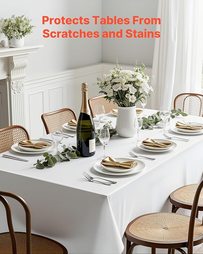 VEVOR White Tablecloths for Rectangle Tables, 6 Pack, 70 x 120 Inches, Reusable and Machine Washable Table Clothes, Wrinkle-Resistant Polyester Fabric Table Covers for Wedding, Party, Banquet