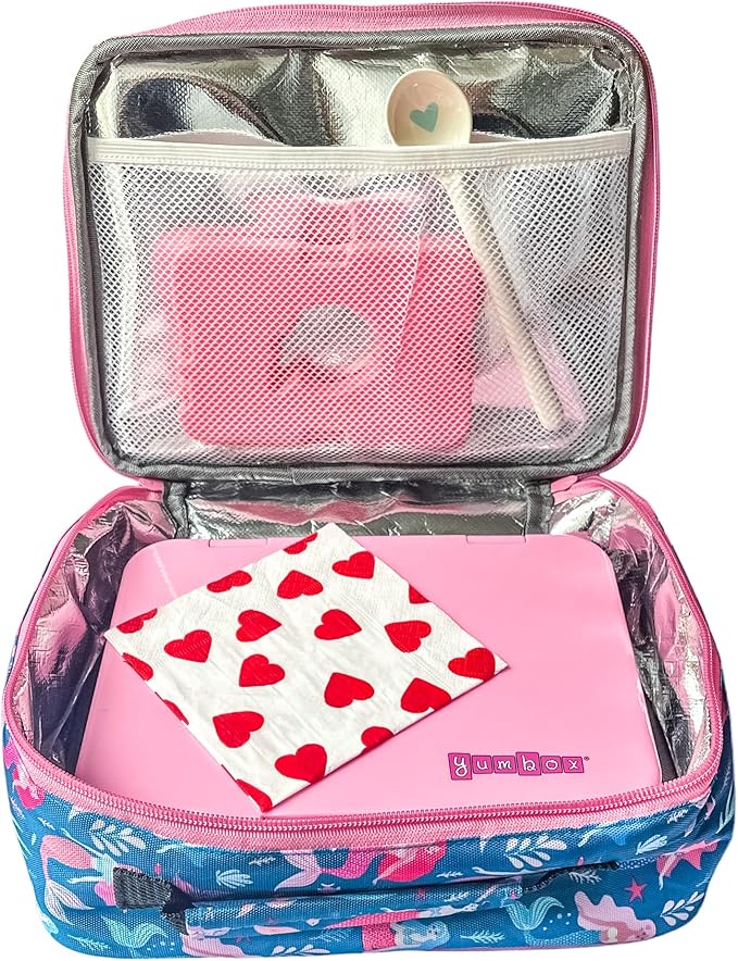 Yumbox Pr챗t Stainless Steel Bento Lunch Box, 3 Compartment, Secure Seal, BPA-Free, Dishwasher Safe, Compact & Lightweight for Kids & Adults, School & Office Lunch, Portion Control (Versailles Pink)