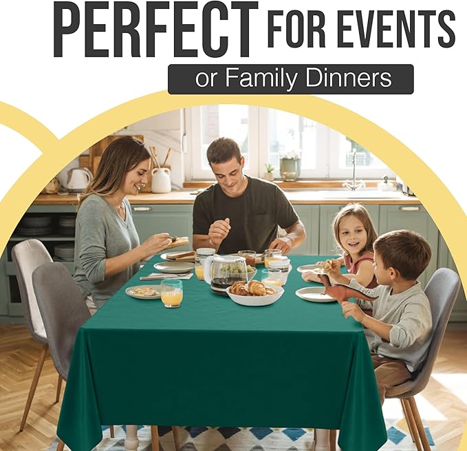 Exquisite 66% Thicker Premium Plastic Table Cloth Rectangle Table Cover 0.5 Mil 24 Pack Dark Green Table Cloth 54 Inch x 108 Inch Disposable Tablecloth Won't Tear Easily Like Cheap Thin Brands