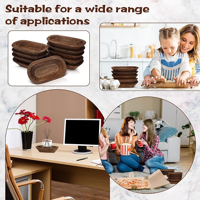 Nuogo 10 Pack Wooden Dough Bowls Bulk 8.5 Inch Rustic Dough Bowls for Wedding DIY Candle Home Crafts Making Farmhouse Fruits Supplies Decoration(Brown)
