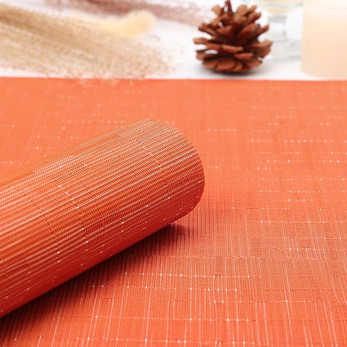 Myir JUN Table Runner, Vinyl Table Runner Indoor 72 Inch Long Arbitrarily Cropped Runner for Table Heatproof for Home Party (Orange, 12 x 72 inch)