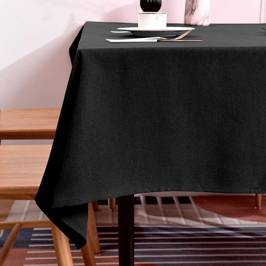 BALCONY & FALCON Table Cloth for 6 Foot Rectangle Tables ??Waterproof, Wrinkle-Free Farmhouse Tablecloth for Dining, Kitchen, Wedding, Baby Shower & Holiday Gatherings (Black, 55" x 95")
