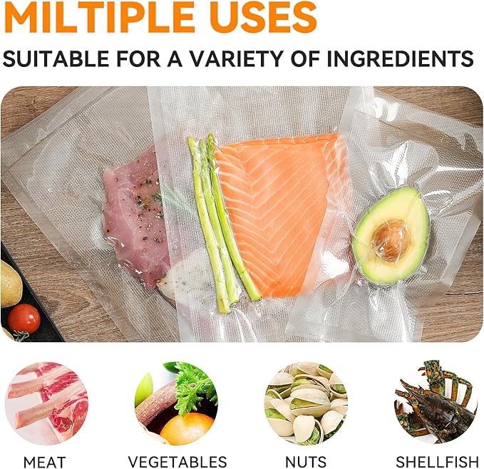 Wevac Vacuum Sealer Bags ??50 Count (8?냉?2??, Heavy-Duty BPA-Free Food Storage Bags, Puncture-Resistant, Freezer & Sous Vide Safe, Compatible with All Vacuum Sealers