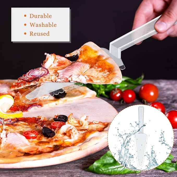 Suclain Disposable Cake Cutter 9.1 Inch Plastic Cake Server Cutting Plastic Spatula Knives Pie Pizza Pastry Slicer Serving Utensils for Kitchen Wedding(Clear,50 Pieces)