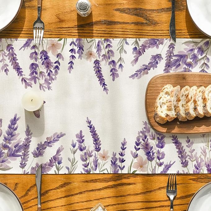 ZCHOMI Purple Lavender Butterfly Table Runner 13x72 Inch Spring Summer Seasonal Kitchen Dinning Table Decoration for Indoor Outdoor Home Party D챕cor