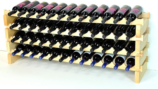 sfDisplay.com,LLC. Modular Wine Rack Beechwood 48-144 Bottle Capacity 12 Bottles Across up to 12 Rows Newest Improved Model (48 Bottles - 4 Rows)