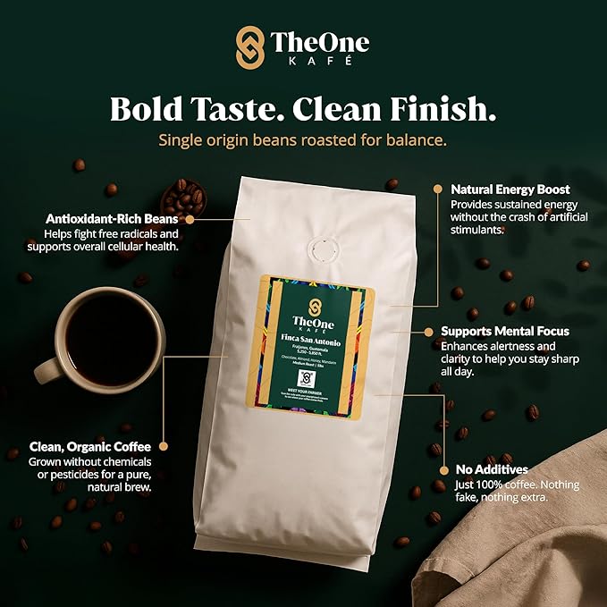 TheOne Kafé Guatemala Medium Roast Whole Bean Coffee ??Organic, Single Origin, Premium Specialty Coffee, Ethically Sourced, Smooth & Rich Flavor ??Fresh Roasted for Espresso, Drip, Pour Over ??5 lbs