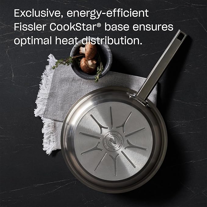 Fissler Original-Profi Collection Stainless Steel 9.5 Inch Frying Pan ??Made in Germany, Novogrill짰 Searing Surface, Induction Ready, Oven Safe