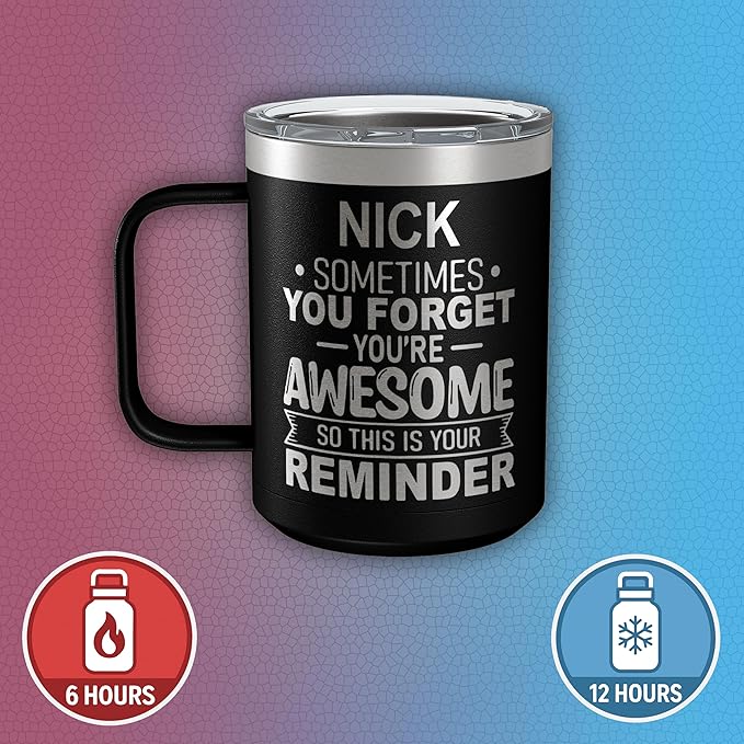 Personalized Inspirational Travel Coffee Mug, Inspirational Gifts for Men Dad Wife Sister Women, Custom Birthday For Him Her, Customized You?셱e Awesome Tumbler, Teacher Coworker Gifts 15oz Black