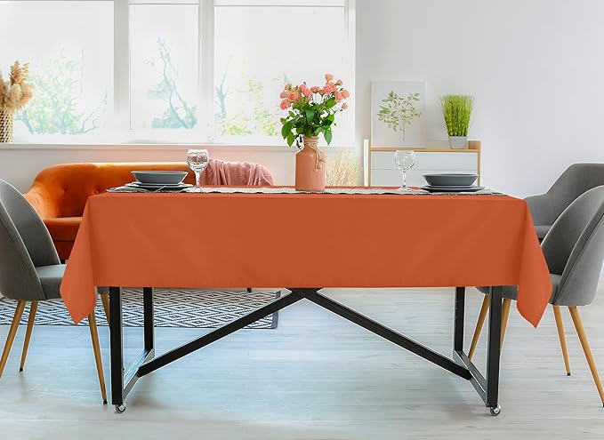 Utopia Kitchen Rectangle Table Cloth 2 Pack(60x84 Inches, Orange), Tablecloth Machine Washable, Polyester Table Cover for Dining, Buffet Parties, Picnics, Events, Weddings and Restaurants