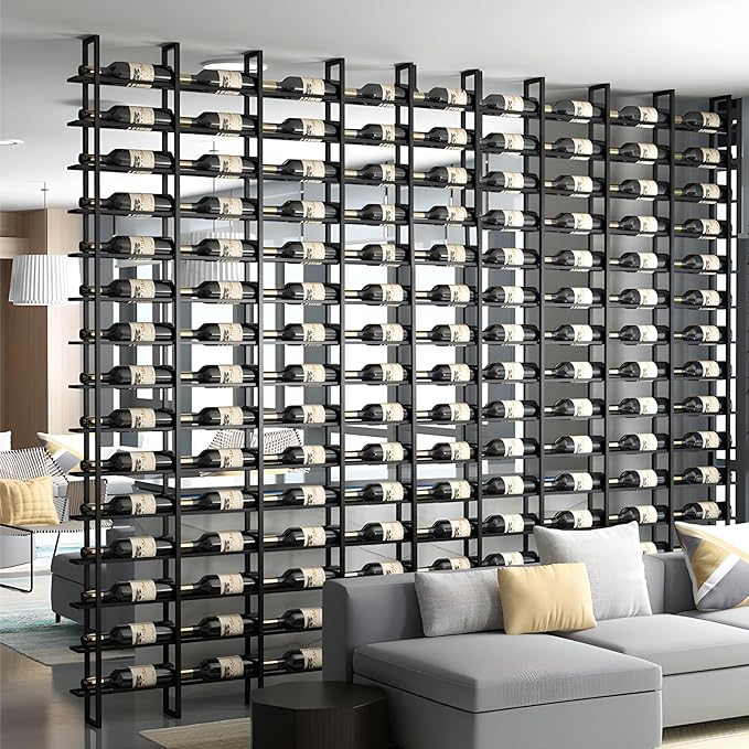 Large Wall Mount Wine Rack, 16 Tier 48 Bottle Wine Storage Organizer Display Holder, Modern Metal Wine Storage for Wine Cellars, Home Bars, Kitchens, and Dining Rooms