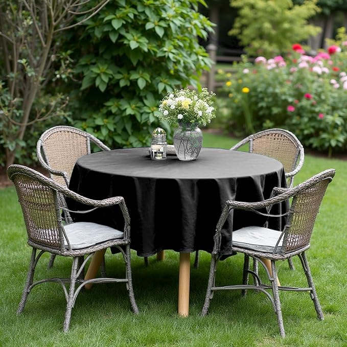 sancua 70 Inch Round Tablecloths Black, 6 Pack - Circle Fabric Cloth Table Cloths for Wedding Party Reception Banquet Birthday, Washable Polyester Table Cover (Fit 20-58 Inch Tables)