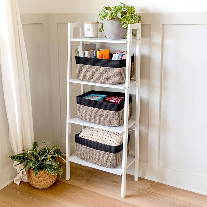 NaturalCozy Storage Baskets 16.8?쓝13?쓝7.6??Cotton Rope Woven Baskets for Organizing 3-Pack | Toy Storage Bins | Basket for Shelves, Laundry, Blanket, Clothes, Closet, Kitchen, Bathroom, Gifts