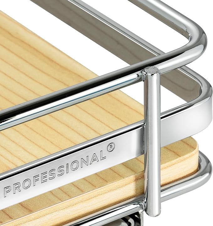 LYNK PROFESSIONAL짰 횋lite??Pull Out Spice Rack Organizer for Inside Kitchen Cabinets - 10-3/8 inch Wide - Slide Out Drawer ??Wood/Chrome Sliding Spice Cabinet Organization Shelf Racks - 1 Tier