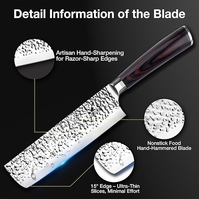 imarku Nakiri Knife,7 Inch High Carbon Stainless Steel Japanese Chef Knife,Razor Sharp Chopping Vegetable and Meat Cleaver Kitchen Knife with Ergonomic Handle,Christmas Gifts for Women and Men