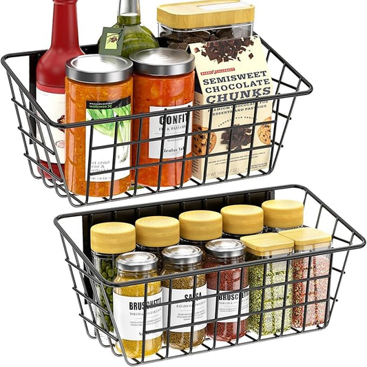 Magnetic Shelf for Fridge, 2 Pack Seasoning Organizer with Strong Magnets for Kitchen Storage Organization, Moveable Magnetic Spice Rack for Refrigerator, Whiteboard, Kitchen Counter, Cabinet