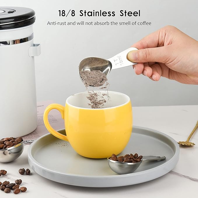 Smithccraft Measruring Coffee Scoop, 18/8 Stainless Steel Measuring Spoons Scoops Set of 2, Metric & US Measurer coffee Tablespoons 15ml and 30ml