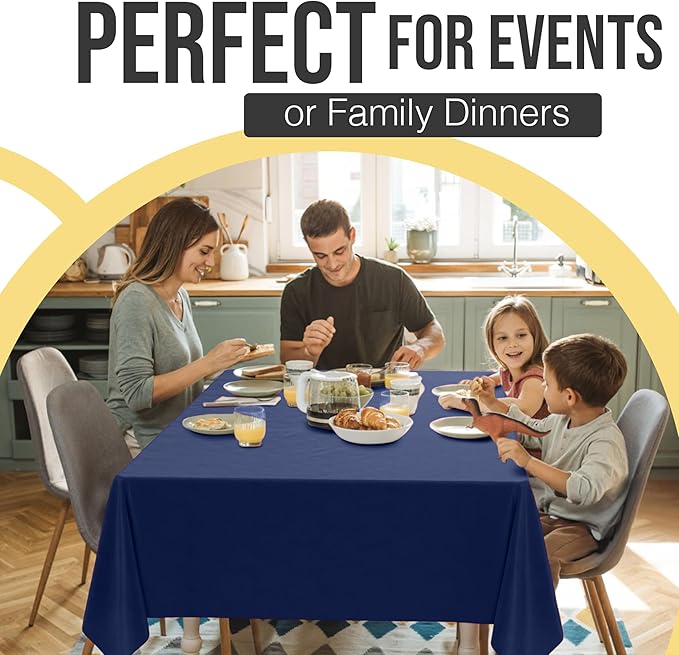 Exquisite 66% Thicker Premium Plastic Table Cloth Rectangle Table Cover 0.5 Mil 24 Pack Navy Blue Table Cloth 54 Inch x 108 Inch Disposable Tablecloth Won't Tear Easily Like Cheap Thin Brands