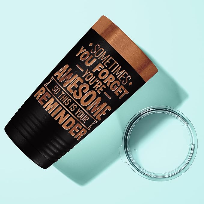 Spotted Dog Company Inspirational Tumbler, Inspirational Gifts for Men Dad Father Wife Sister Women, Birthday For Him Her, You?셱e Awesome Tumbler, Teacher Coworker Gifts 20oz Black Copper